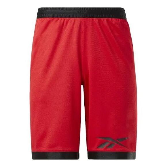 6. Reebok Mesh NWT Logo Print Mesh Basketball Shorts 10in Vector Red/Black - Picture 2 of 6